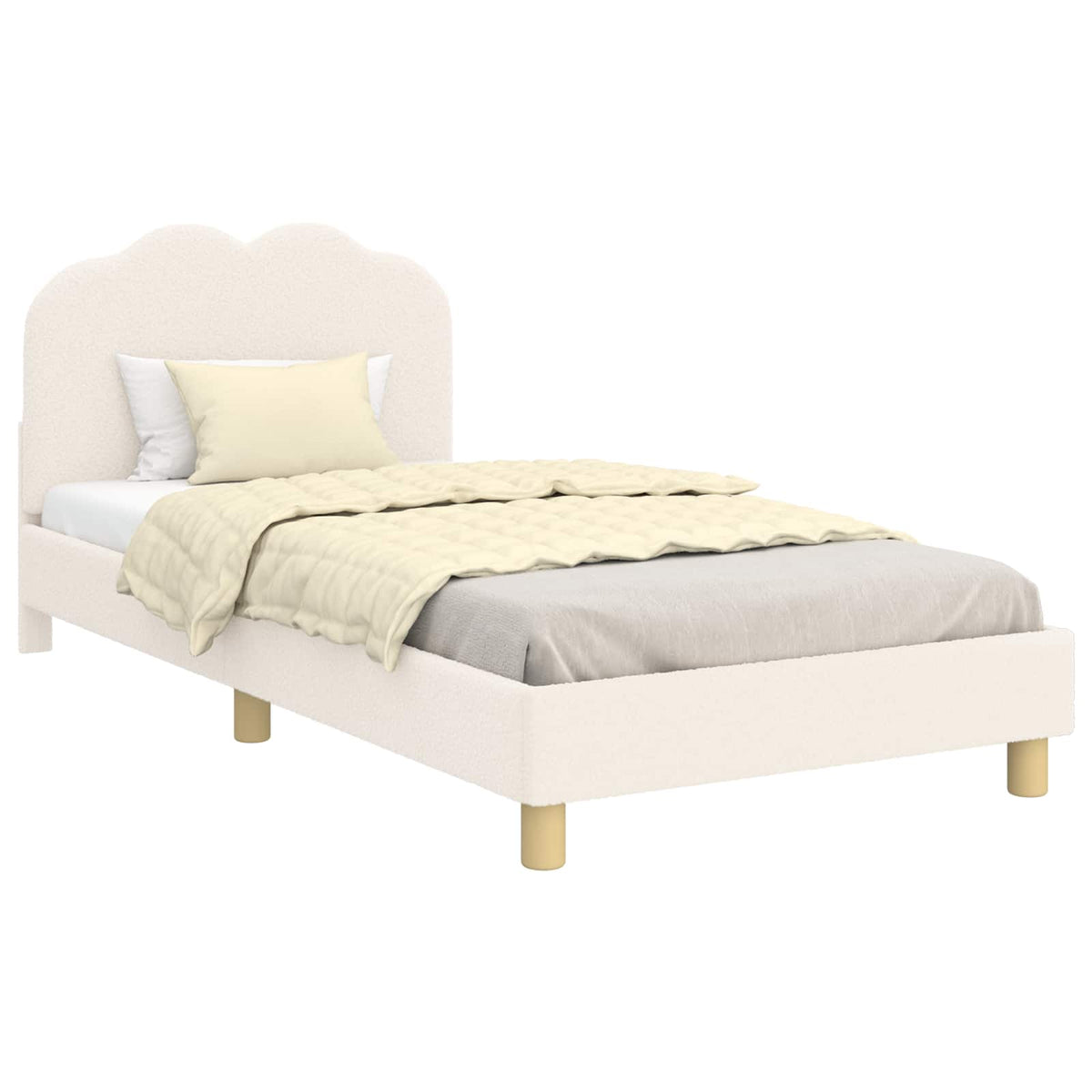 Krevet za djecu s uzglavljem Krem 90 x 200 cm Bouclé