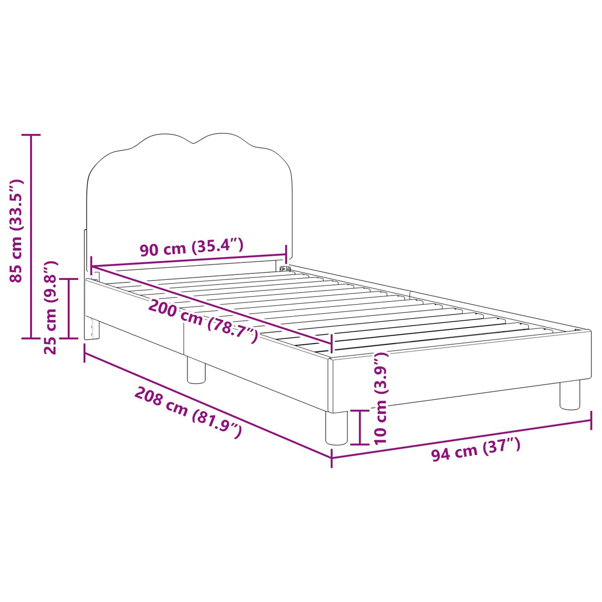 Krevet za djecu s uzglavljem Krem 90 x 200 cm Bouclé