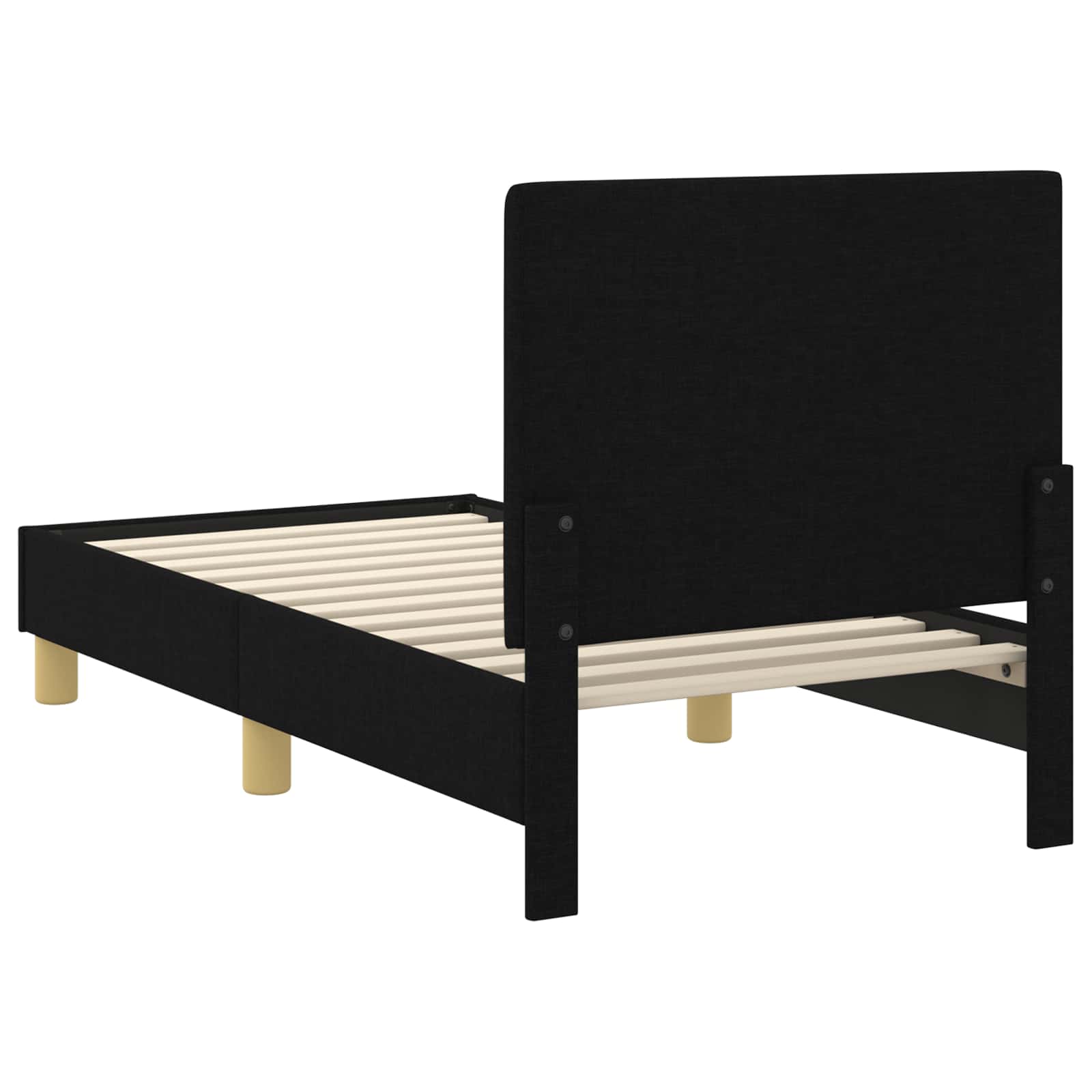 Okvir kreveta za malu djecu s naslonom Crna 70 x 140 cm tkanina