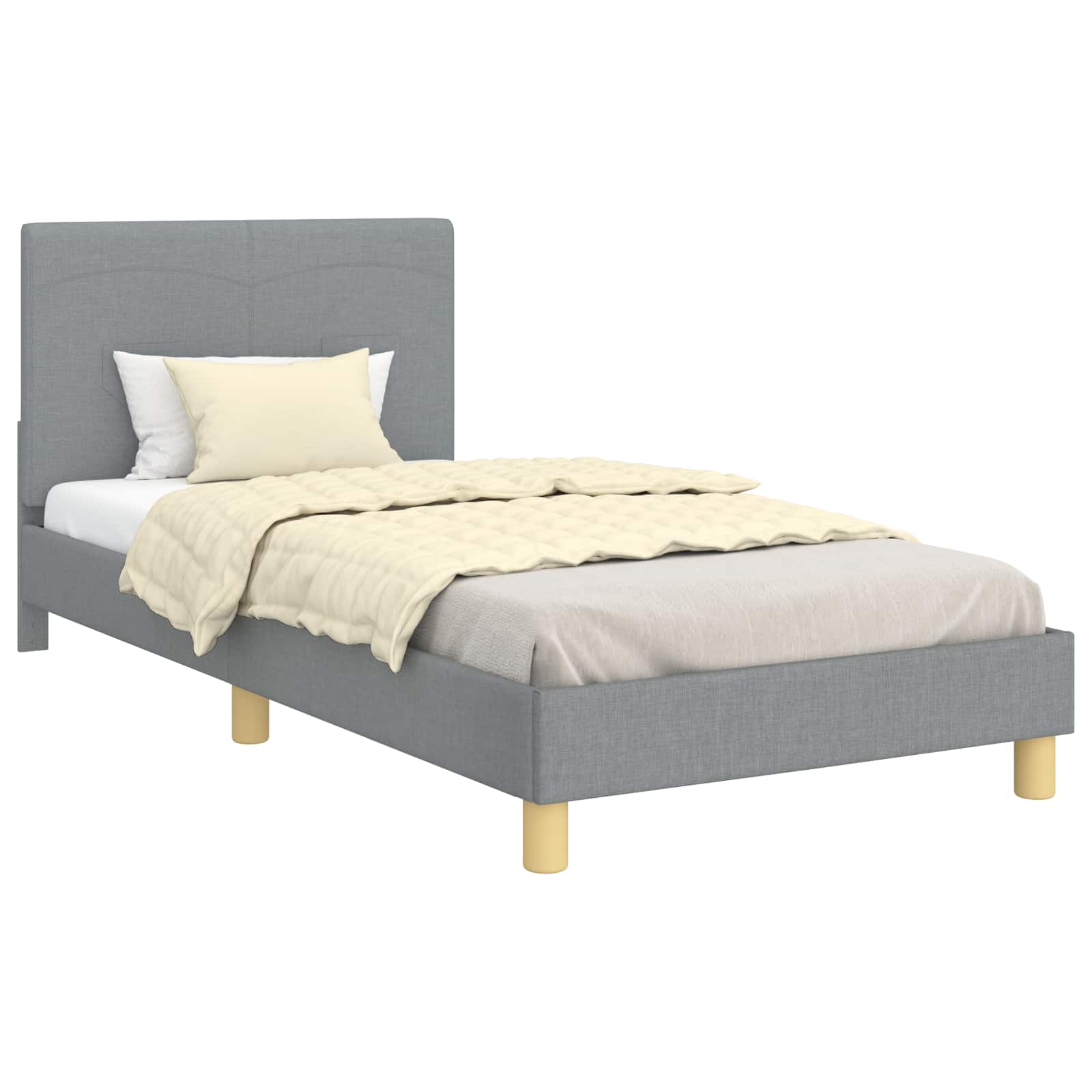 Krevet za djecu s uzglavljem Svijetlo siva 90 x 200 cm tkanina
