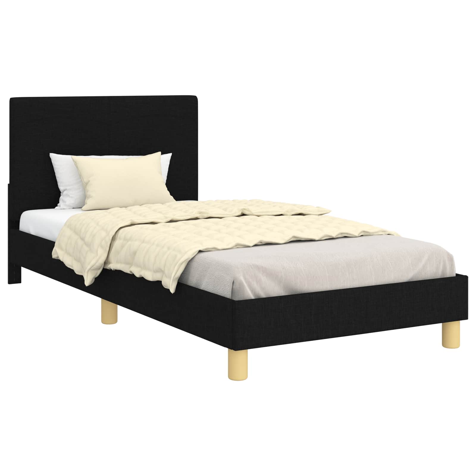 Krevet za djecu s uzglavljem Crna 90 x 200 cm tkanina