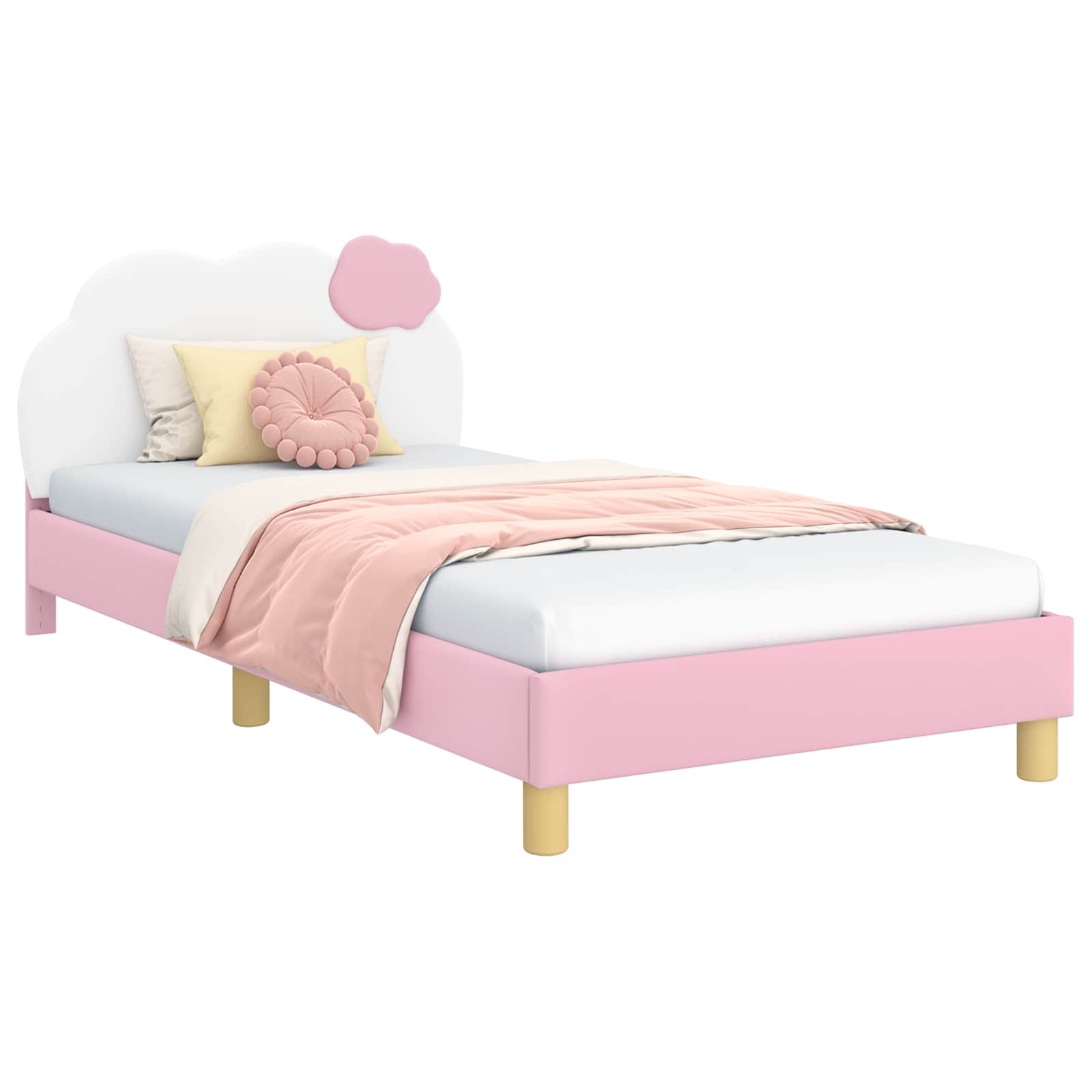 Krevet za djecu s uzglavljem Ružičasta 90 x 200 cm PU