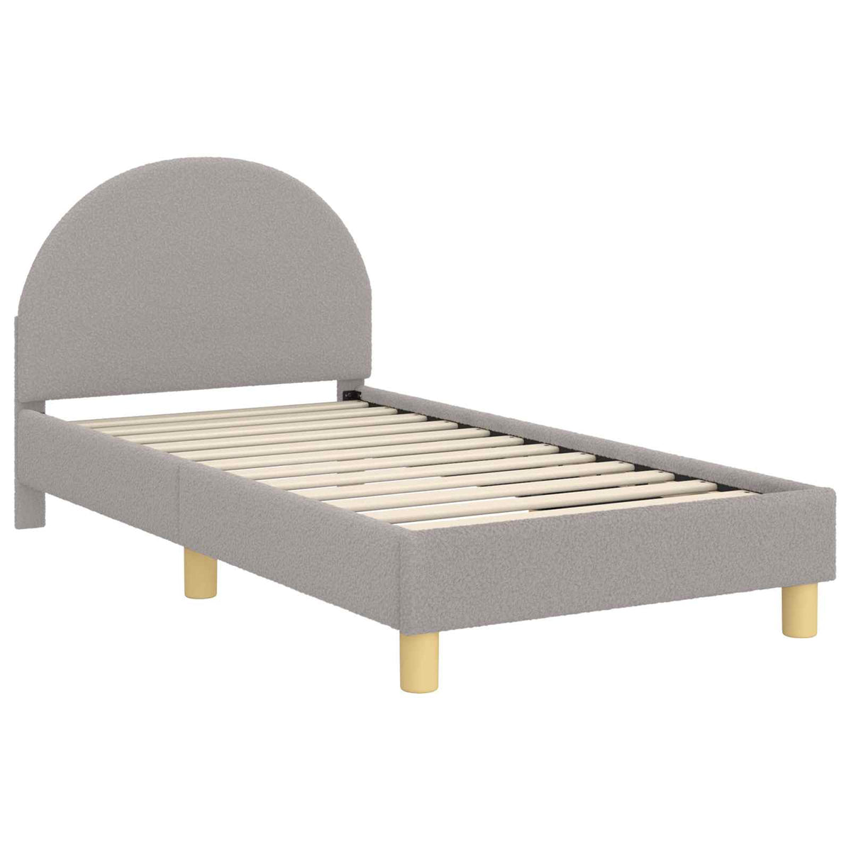 Krevet za djecu s uzglavljem Svjetlosiva 80x160 cm Bouclé