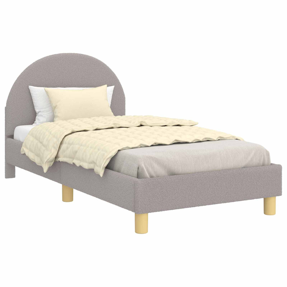Krevet za djecu s uzglavljem Svjetlosiva 80x160 cm Bouclé