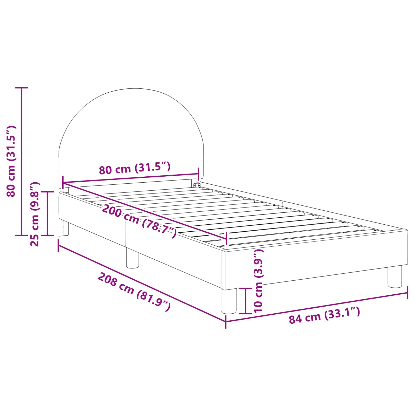Krevet za djecu s uzglavljem Svijetlo siva 80 x 200 cm Vuna