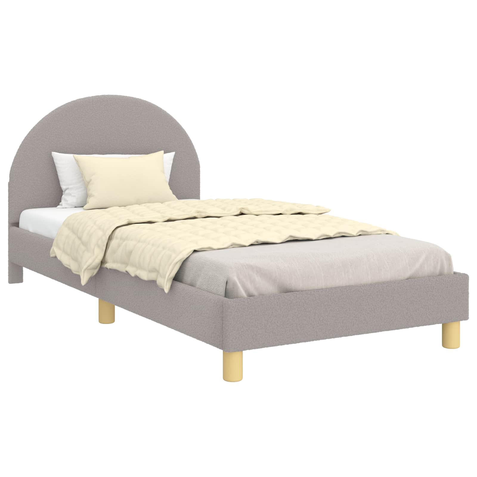 Krevet za djecu s uzglavljem Svijetlo siva 90 x 190 cm Vuna