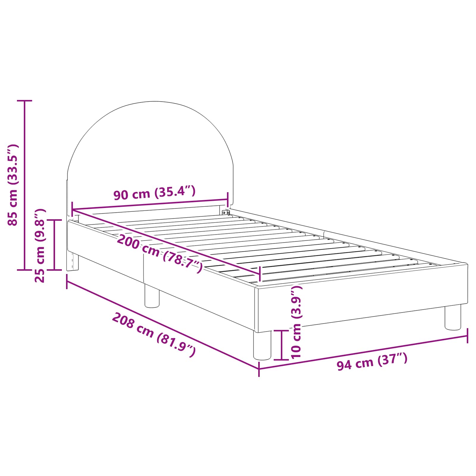 Krevet za djecu s uzglavljem Svjetlosiva 90x200 cm Bouclé