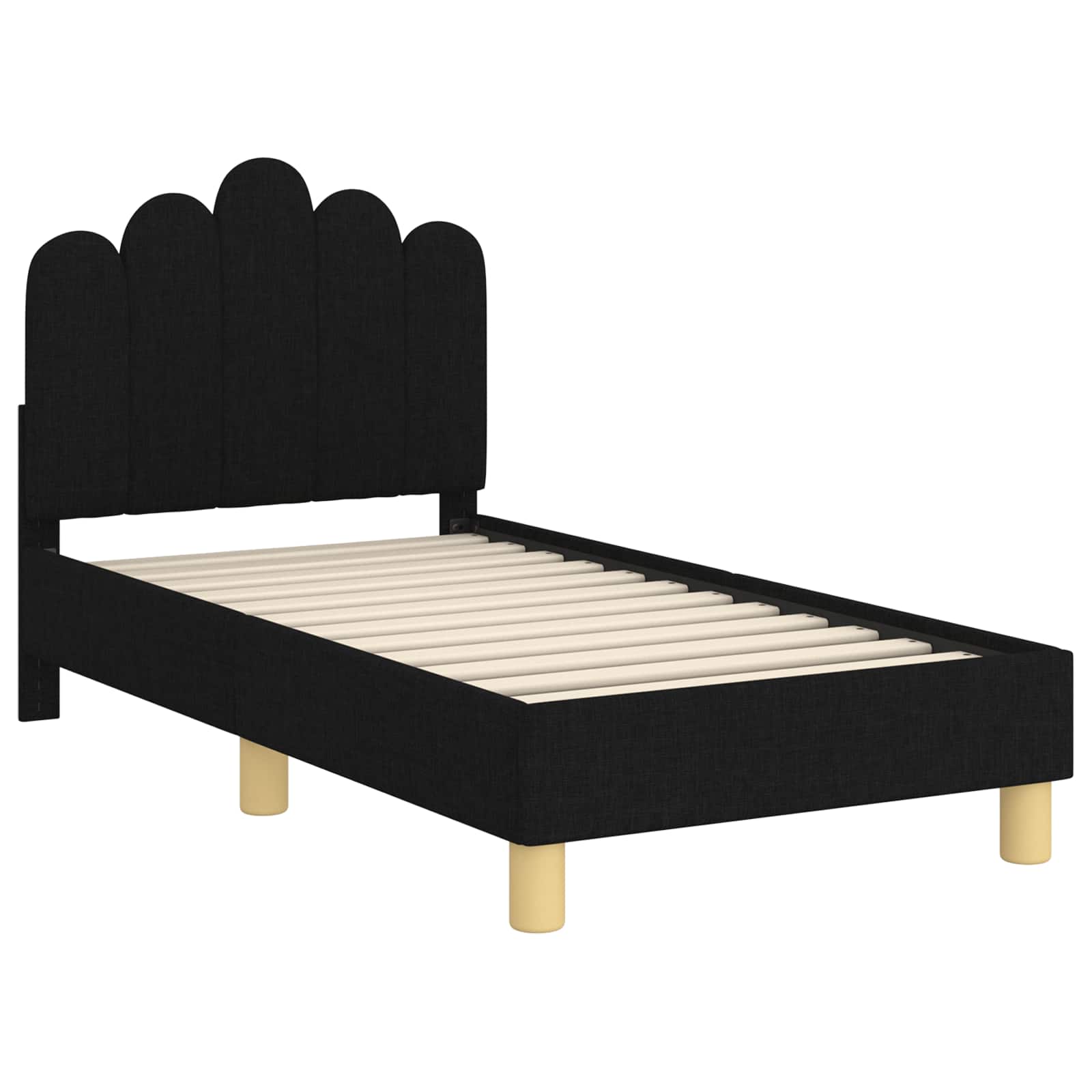 Okvir kreveta za malu djecu s naslonom Crna 70 x 140 cm tkanina