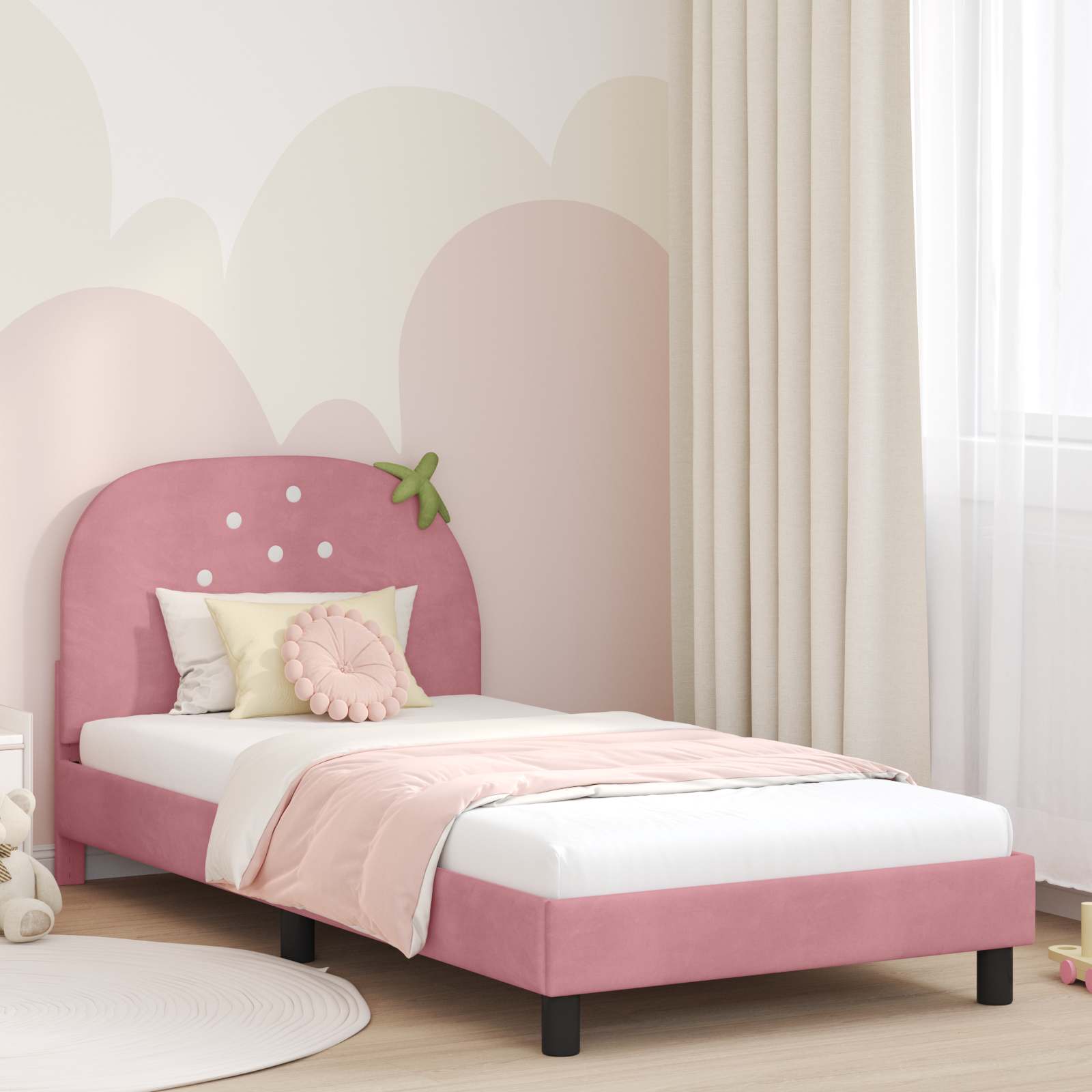 Krevet za djecu s uzglavljem Ružičasta 80 x 200 cm Baršun