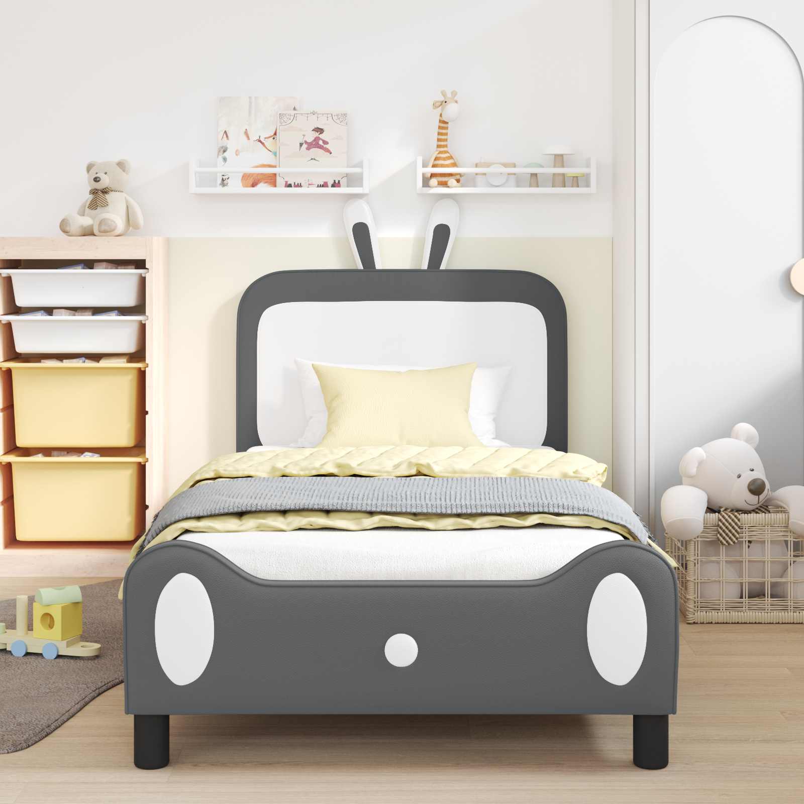 Krevet za djecu s uzglavljem Svijetlo siva 90 x 190 cm PU