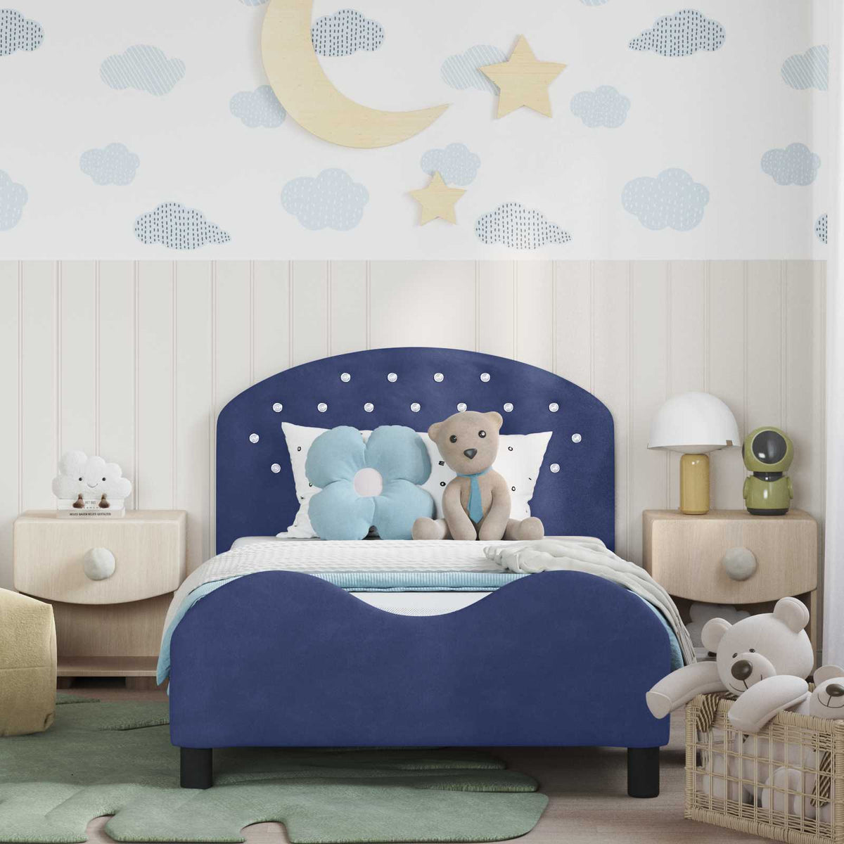 Krevet za djecu s uzglavljem Policijska plava 90 x 190 cm