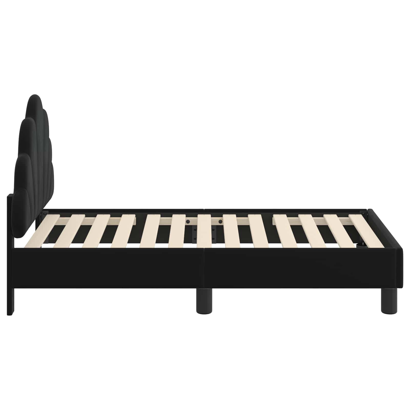 Okvir kreveta za malu djecu s naslonom Crna 70 x 140 cm Baršun