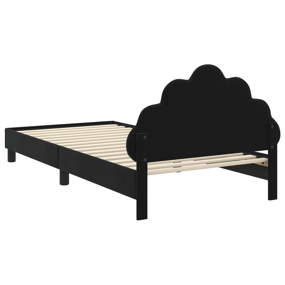 Krevet za djecu s uzglavljem Crna 90 x 190 cm Baršun
