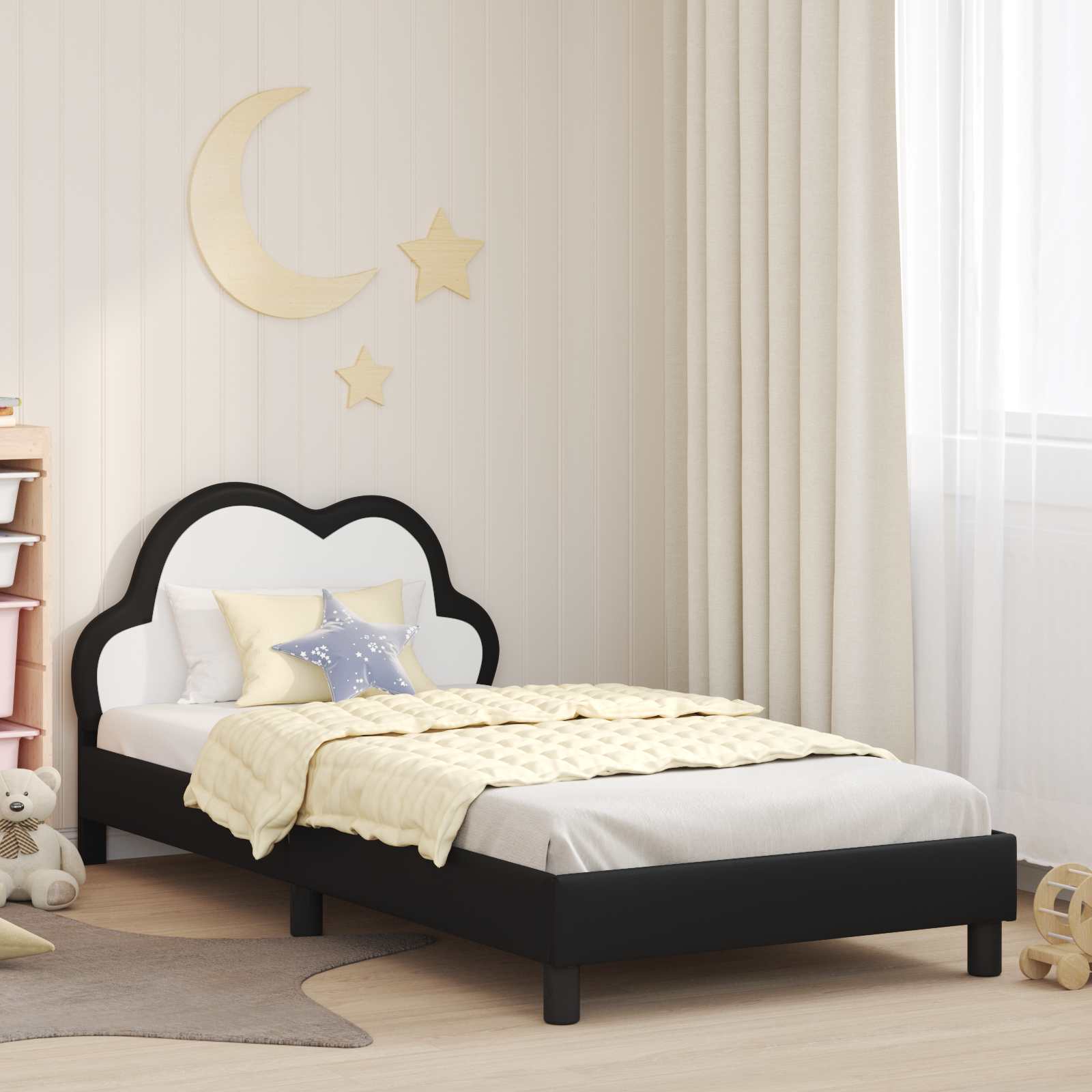 Krevetna konstrukcija s uzglavljem Crna 90 x 190 cm PU