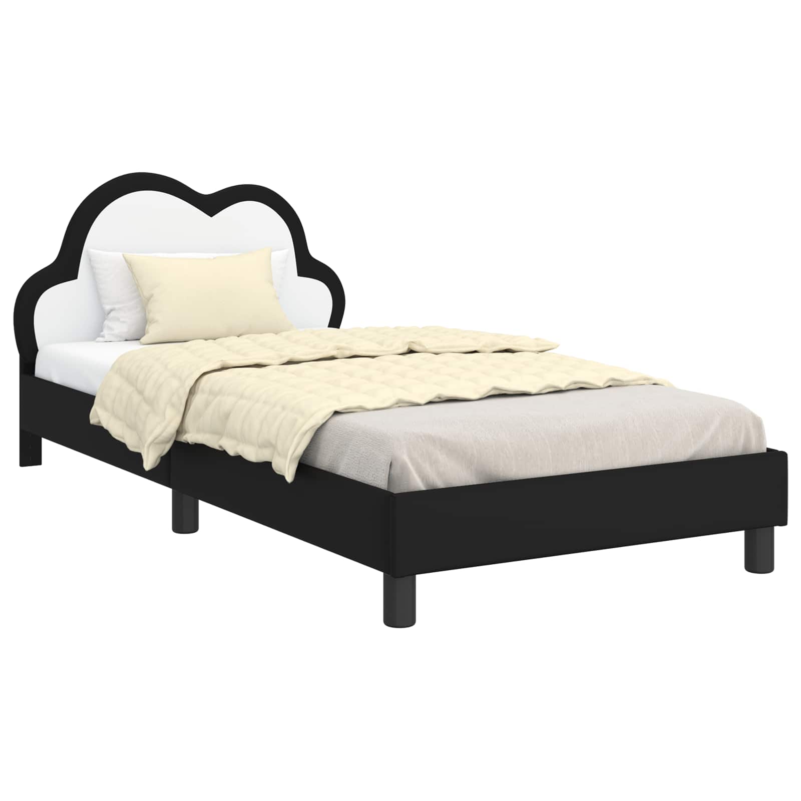 Krevetna konstrukcija s uzglavljem Crna 90 x 190 cm PU