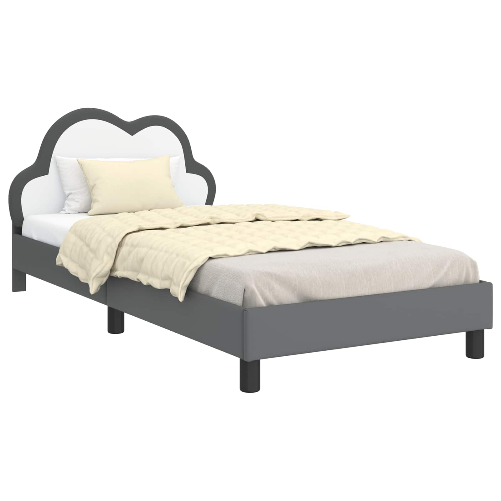 Krevetna konstrukcija s uzglavljem Svijetlo siva 90 x 200 cm PU