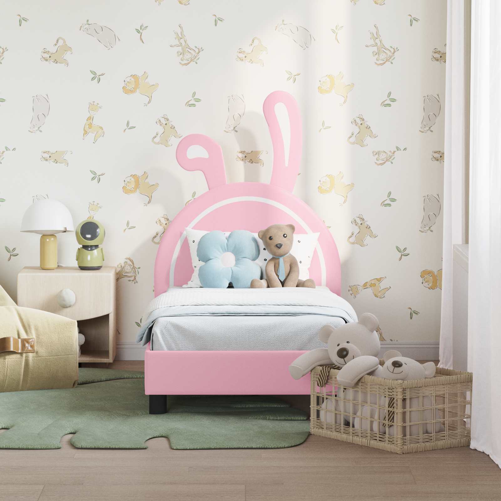 Okvir kreveta za malu djecu s naslonom Ružičasta 70 x 140 cm PU