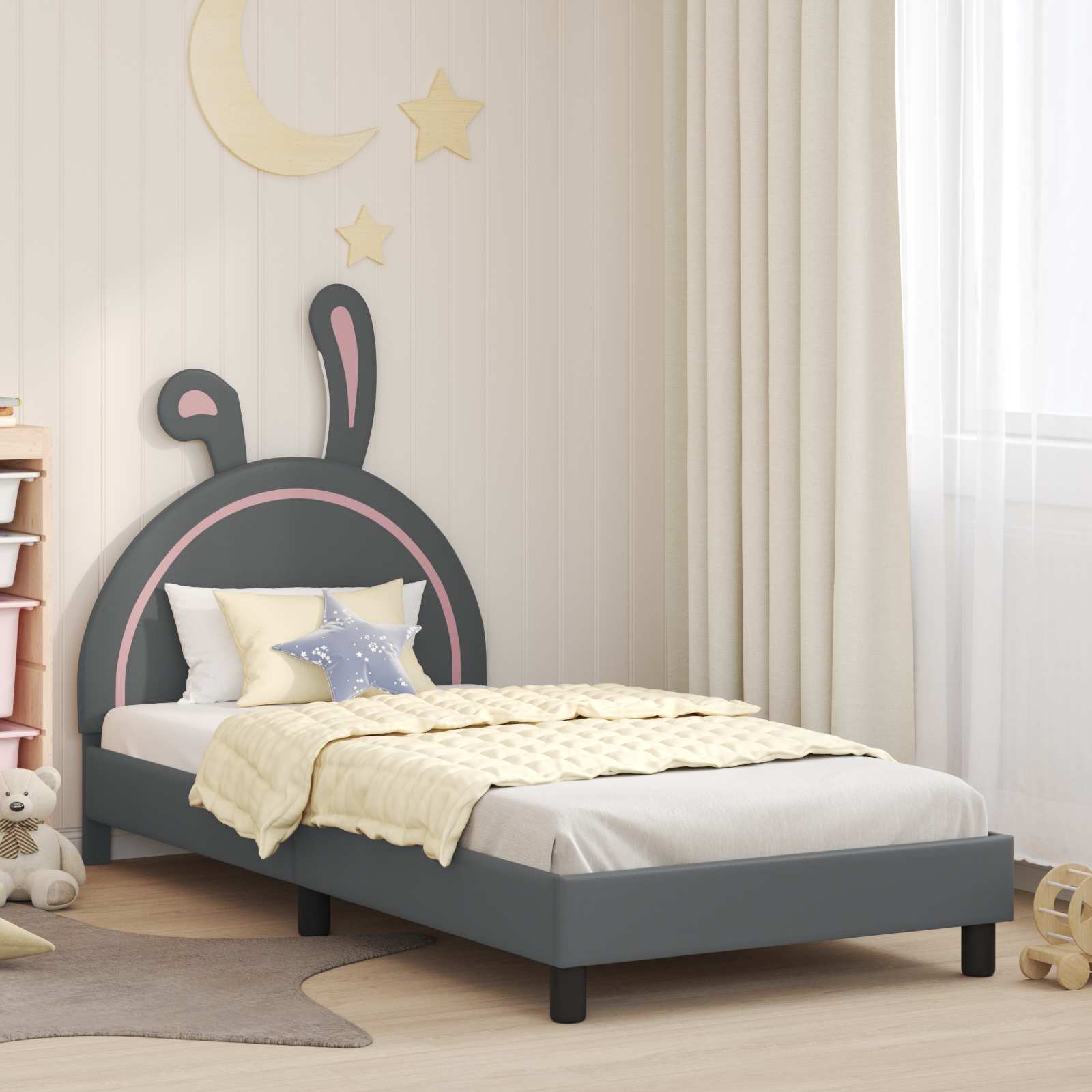 Krevet za djecu s uzglavljem Svijetlo siva 90 x 190 cm PU