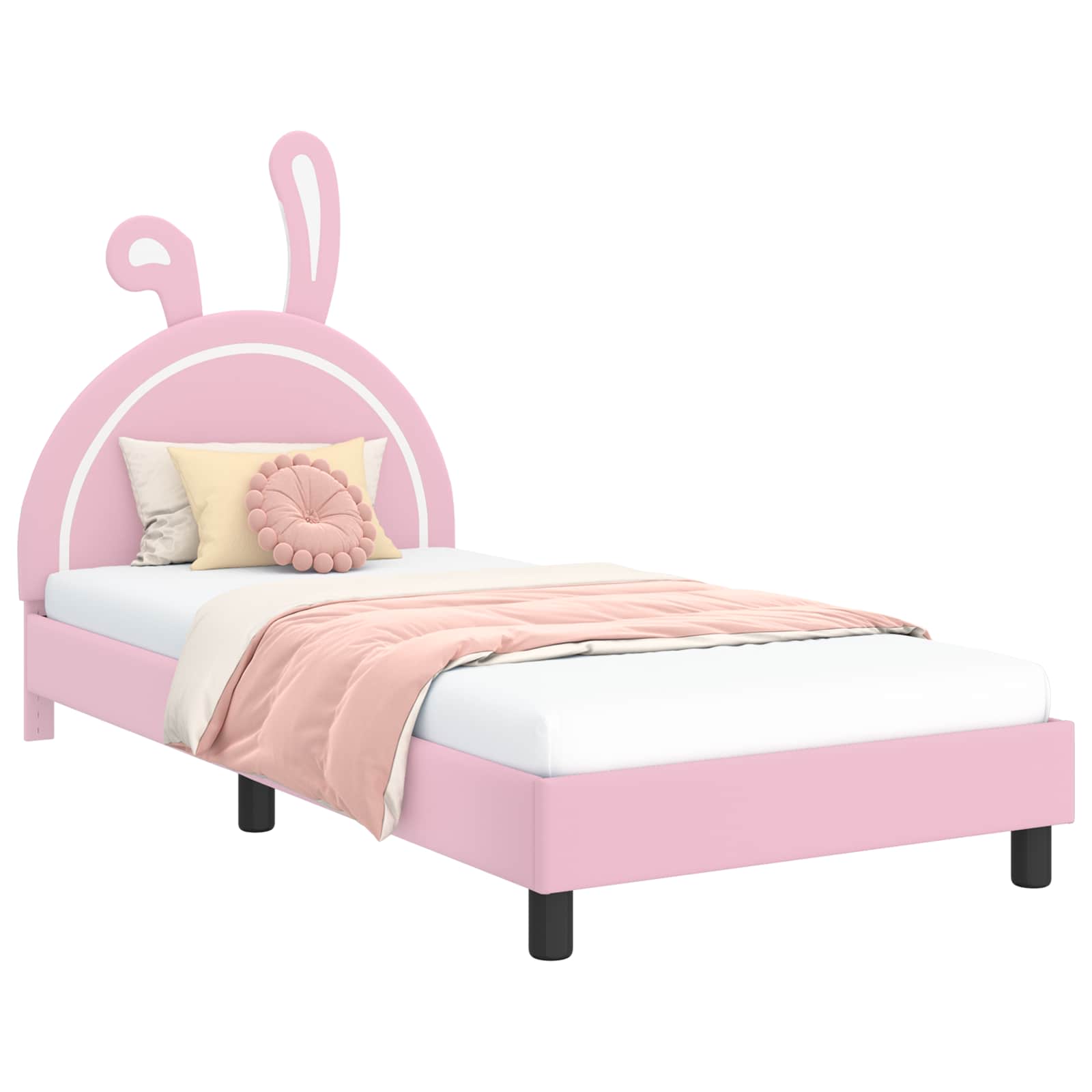 Krevet za djecu s uzglavljem Ružičasta 90 x 190 cm PU
