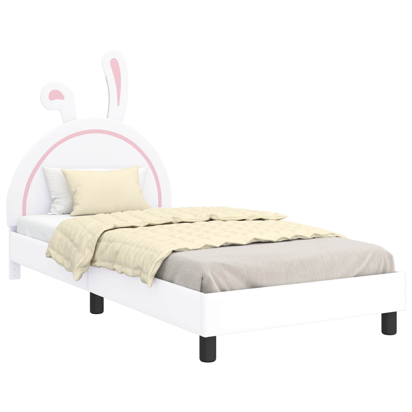 Krevet za djecu s uzglavljem s uzglavljem Bijelo 90 x 200 cm PU