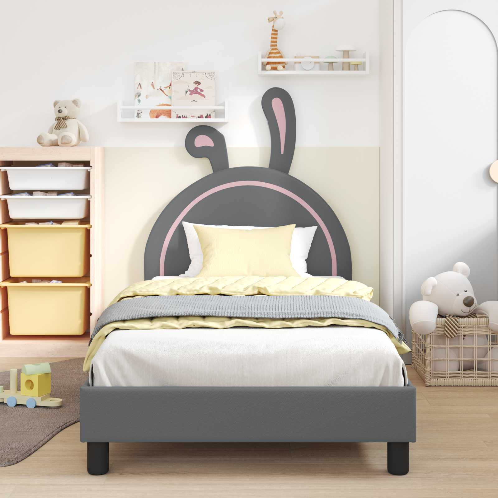 Krevet za djecu s uzglavljem Svijetlo siva 90 x 200 cm PU