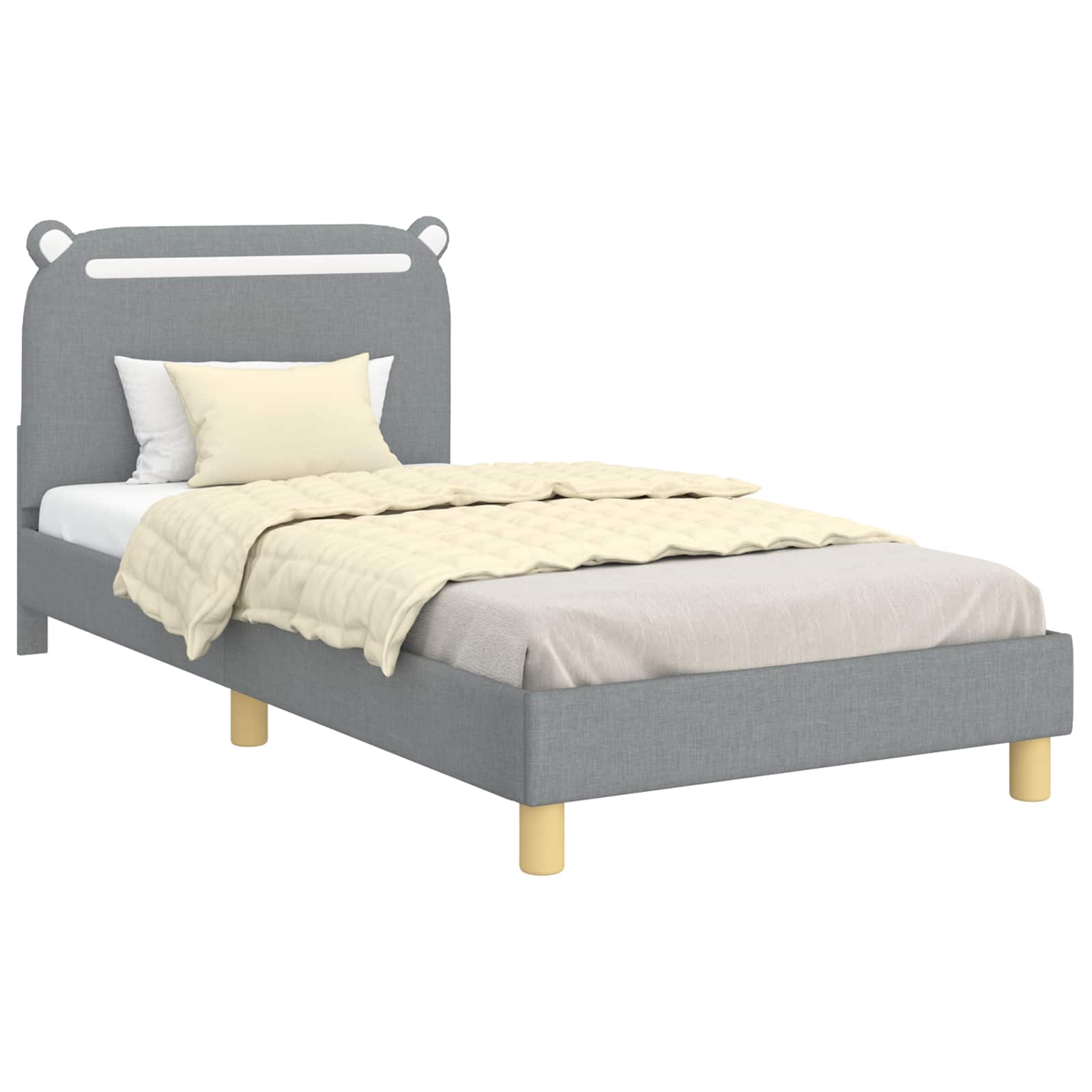 Krevet za djecu s uzglavljem Svijetlo siva 90 x 190 cm tkanina