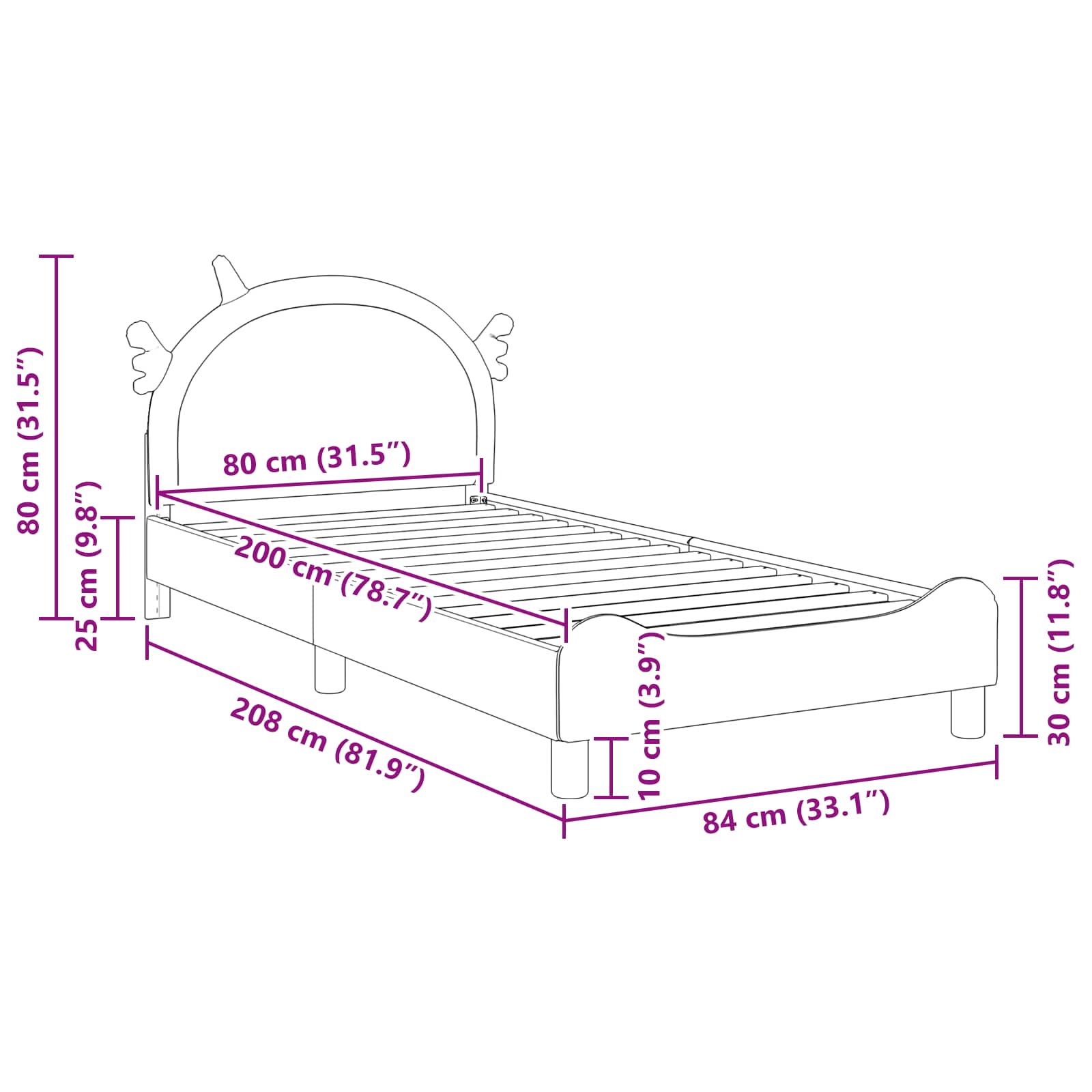 Krevet za djecu s uzglavljem Ružičasta 80 x 200 cm PU