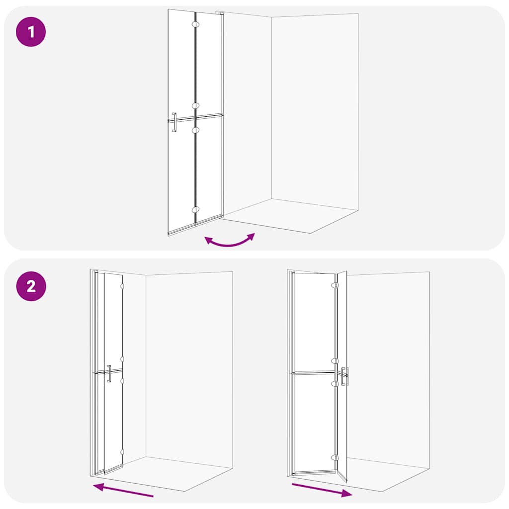 Walk-In zid za tuširanje Crna 80 x 6,5 x 190 cm