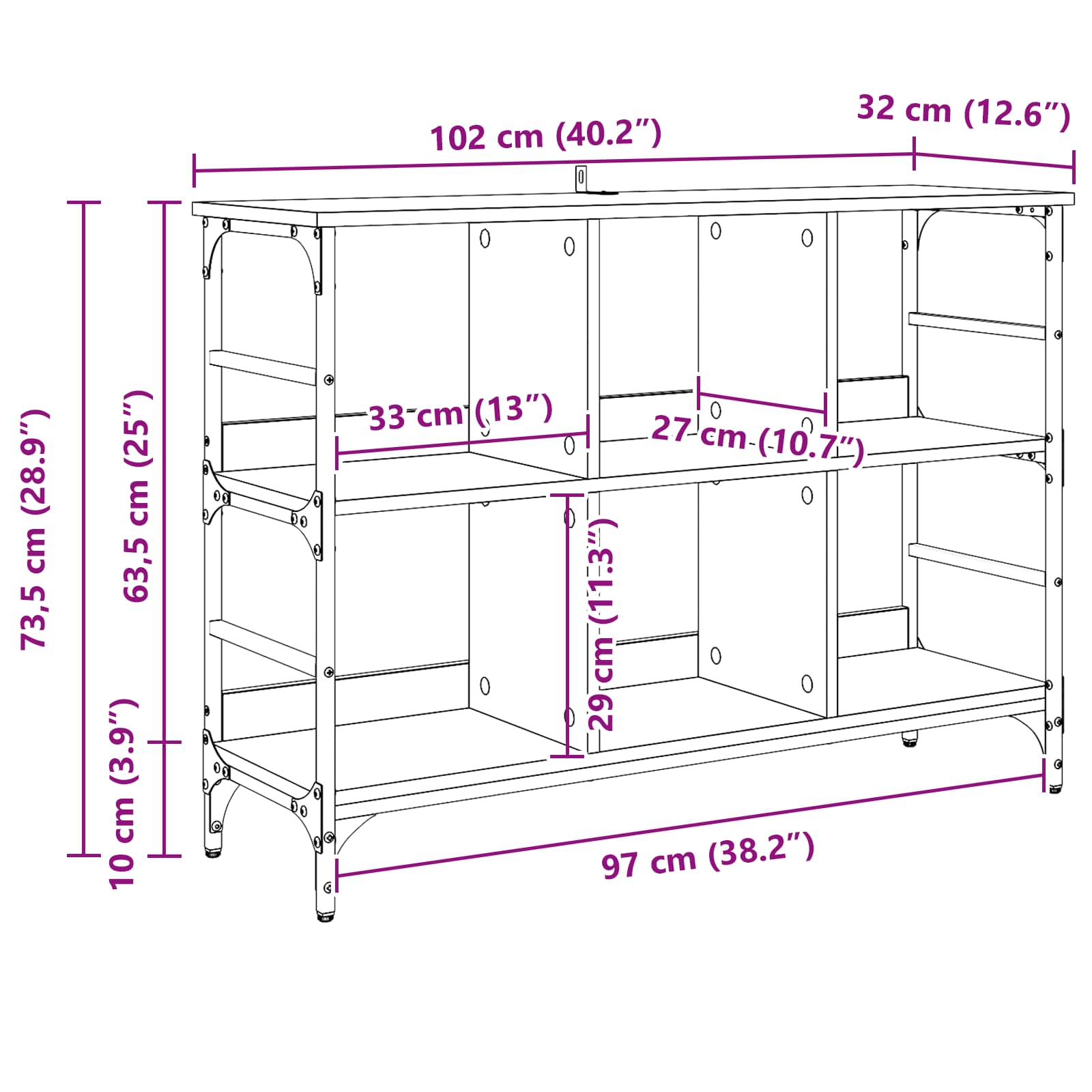 Kreveta Crni hrast 102 x 32 x 73,5 cm