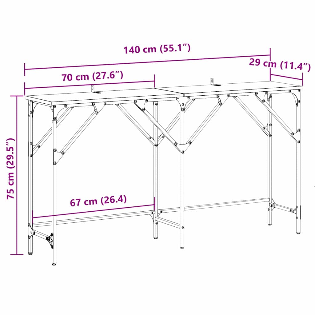 Konzolna stolica Crni hrast 140 x 29 x 75 cm Konstruirano drvo