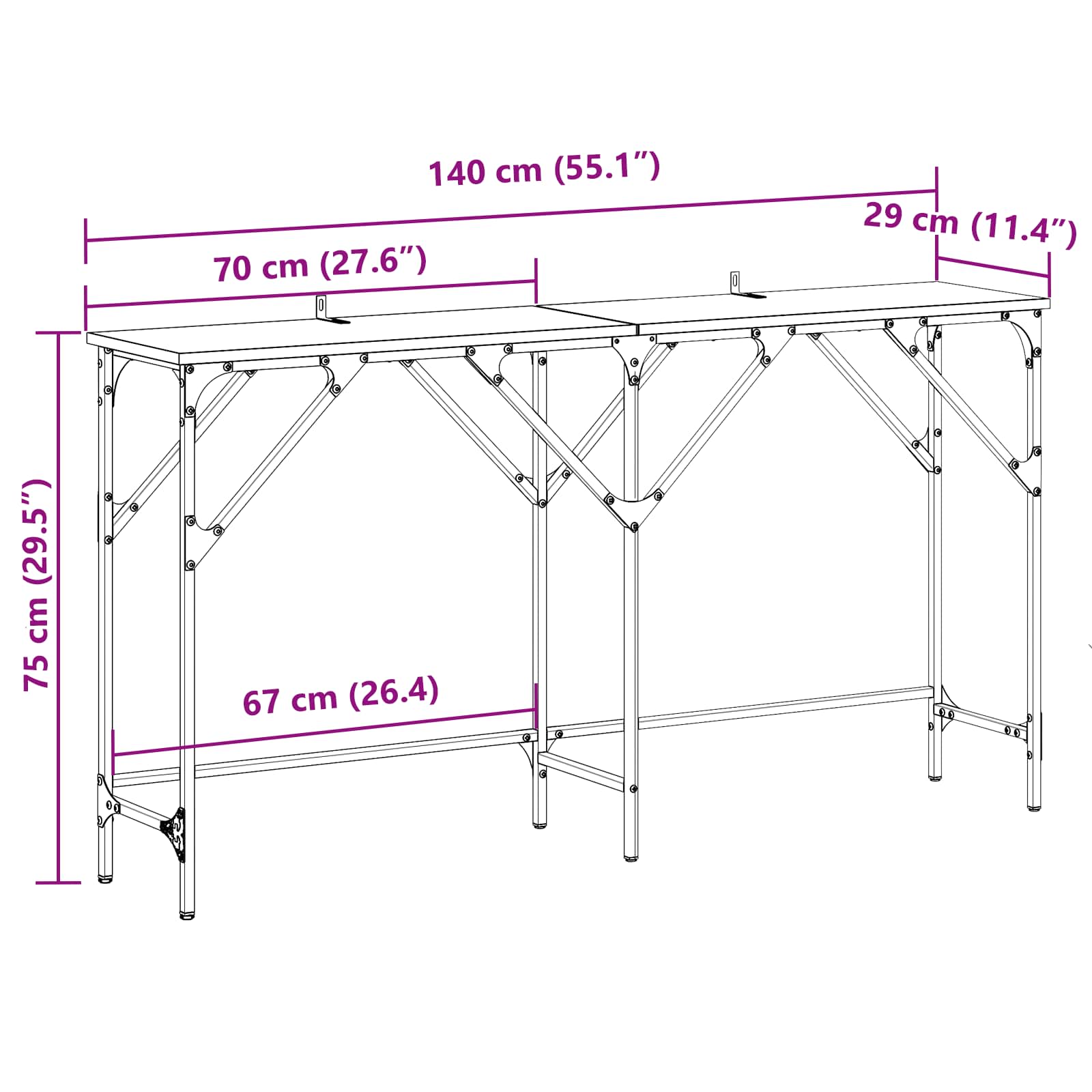 Konzolna stolica Crni hrast 140 x 29 x 75 cm Konstruirano drvo