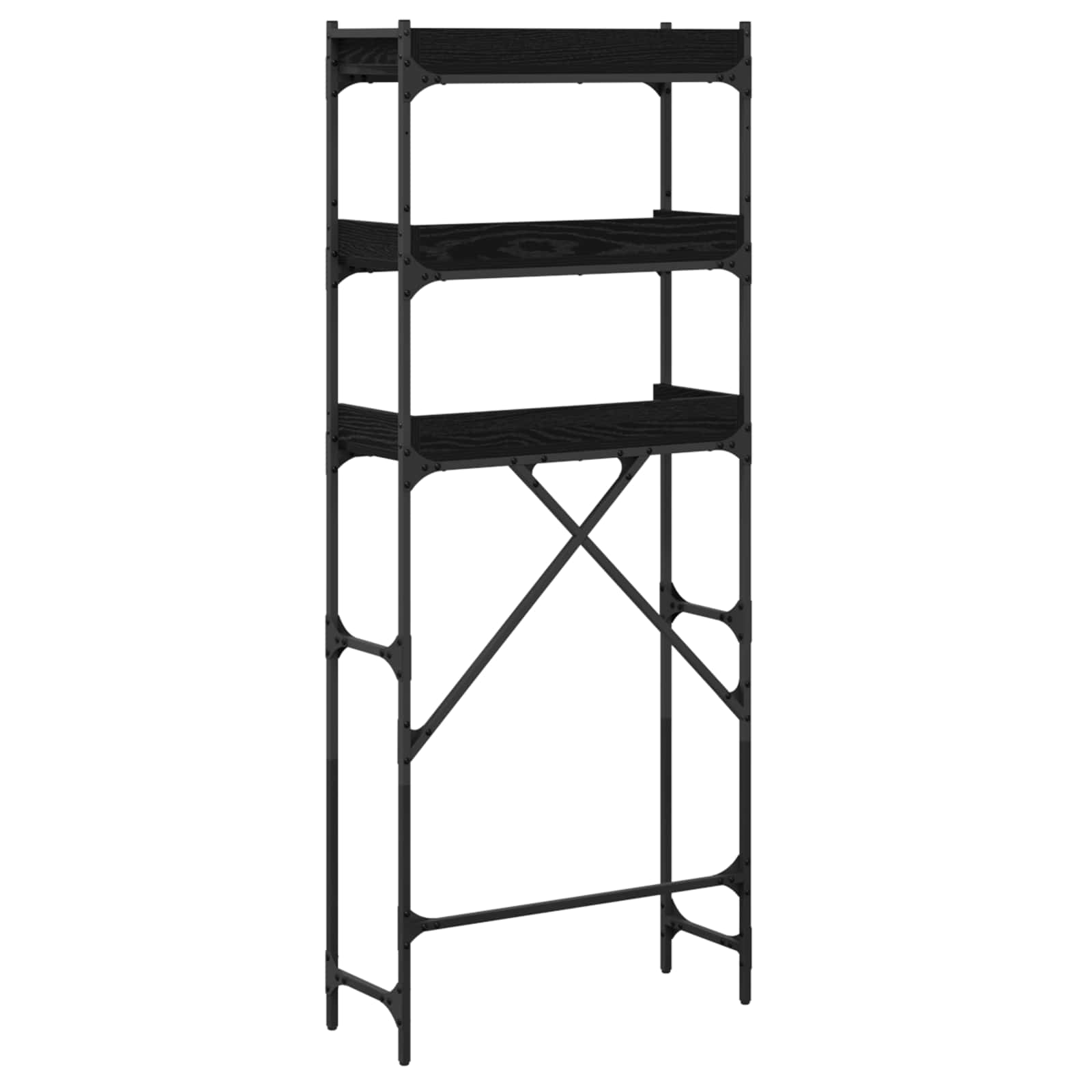 Polica za perilicu rublja s policom Crni 0ak 67 x 25 x 163 cm