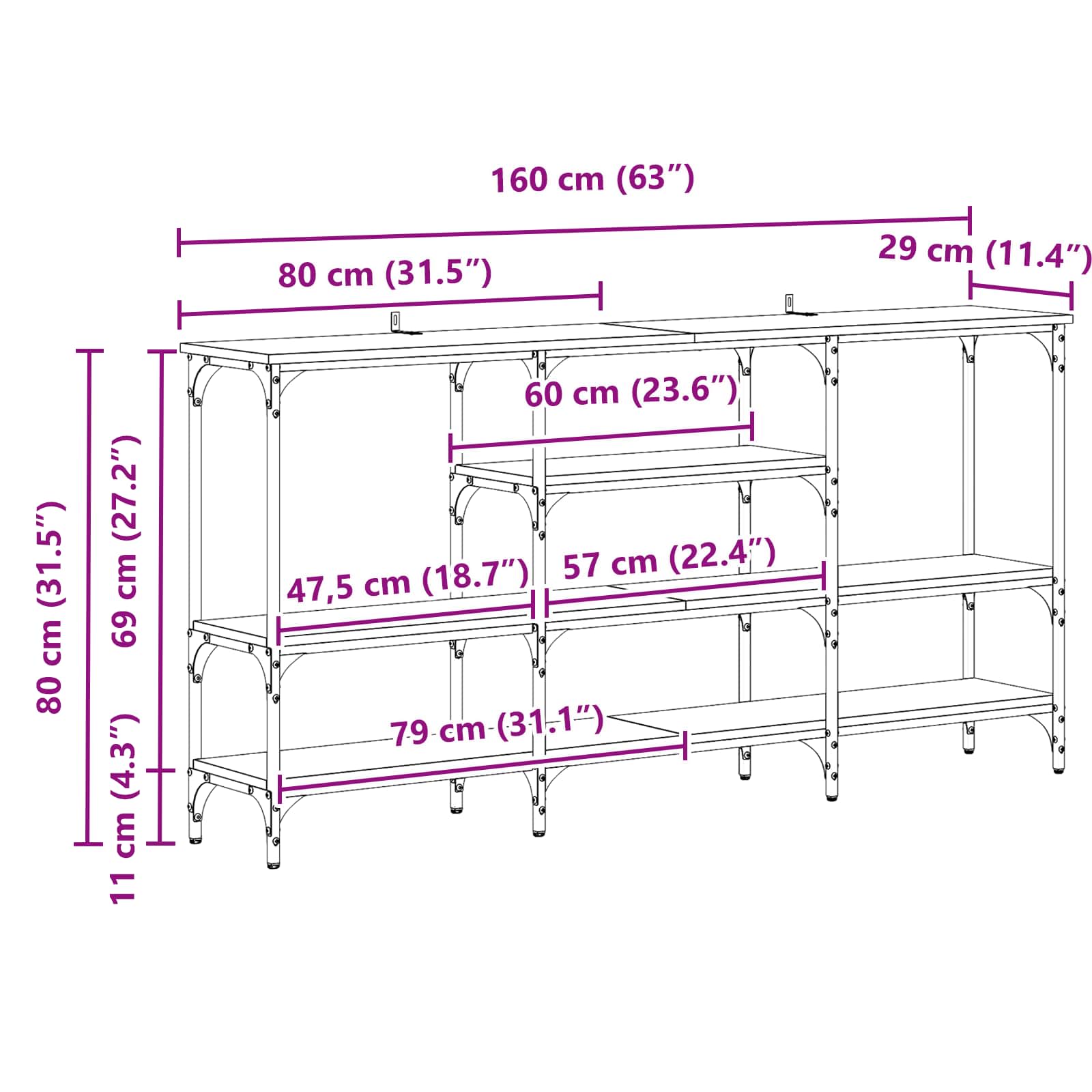 Konzolna stolica Crni hrast 160 x 29 x 80 cm Konstruirano drvo