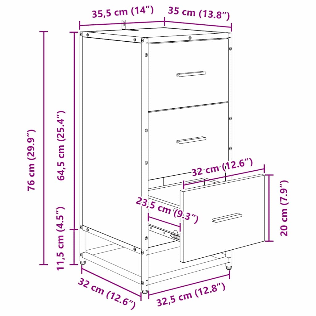 Kreveta Crni hrast 35.5 x 35 x 76 cm