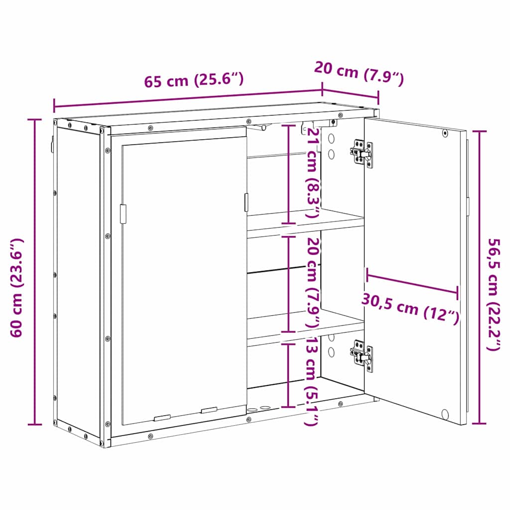 Polica na zidu s policom Zidne Staro drvo 65 x 20 x 60 cm