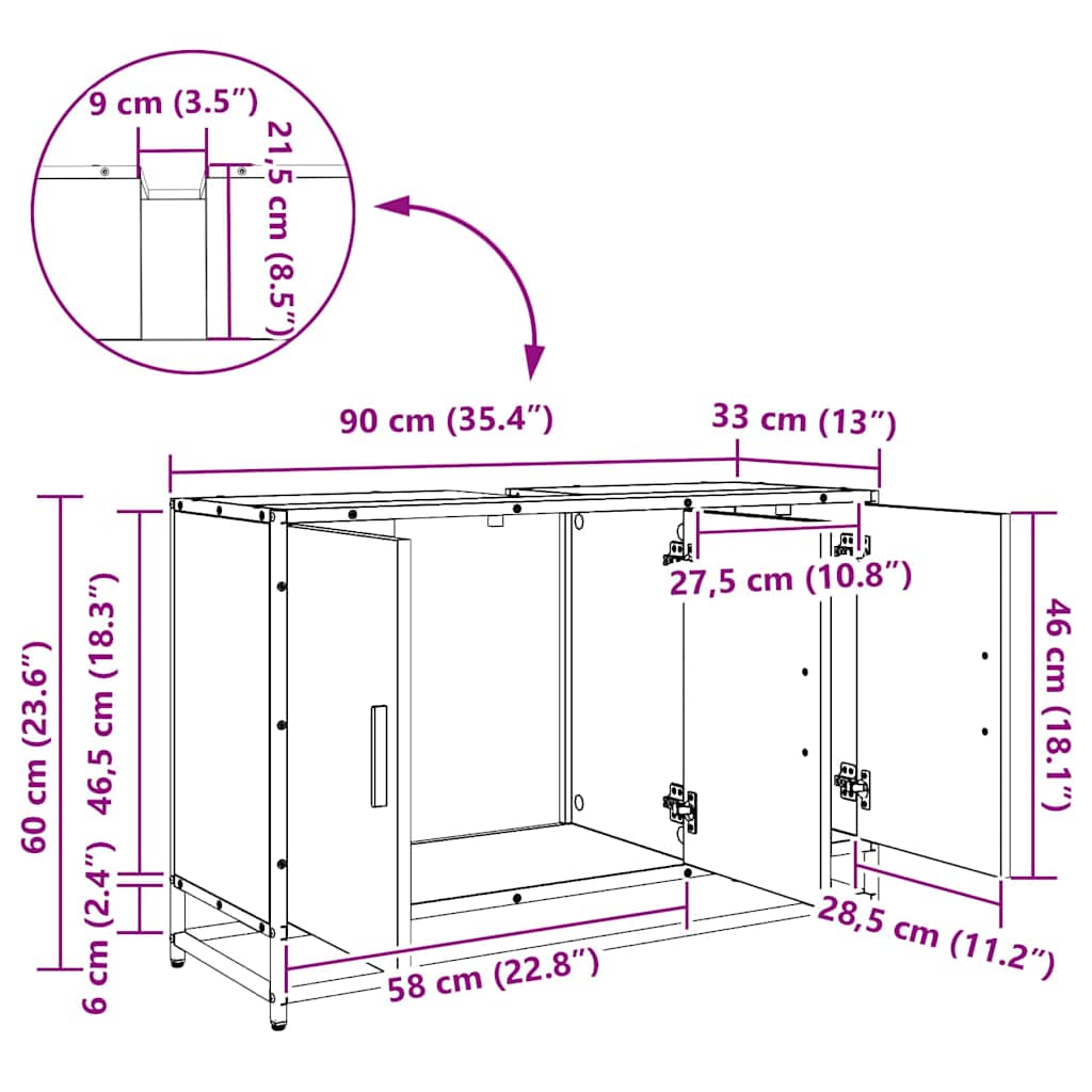 Kupaonski ormar Staro drvo 90 x 33 x 60 cm Konstruirano drvo