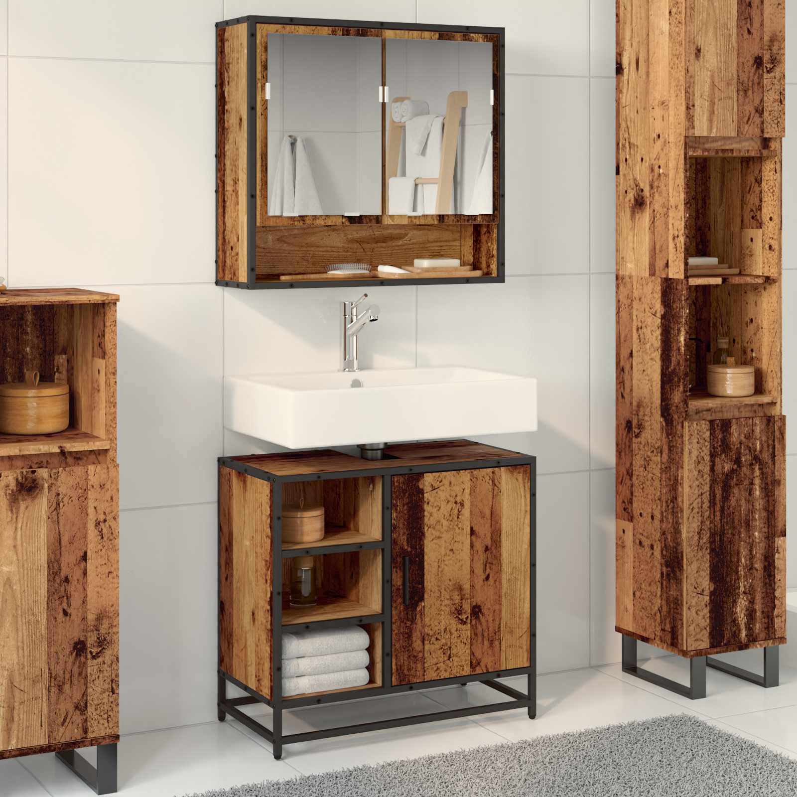 Kupaonski ormar Staro drvo 65 x 33 x 60 cm Konstruirano drvo