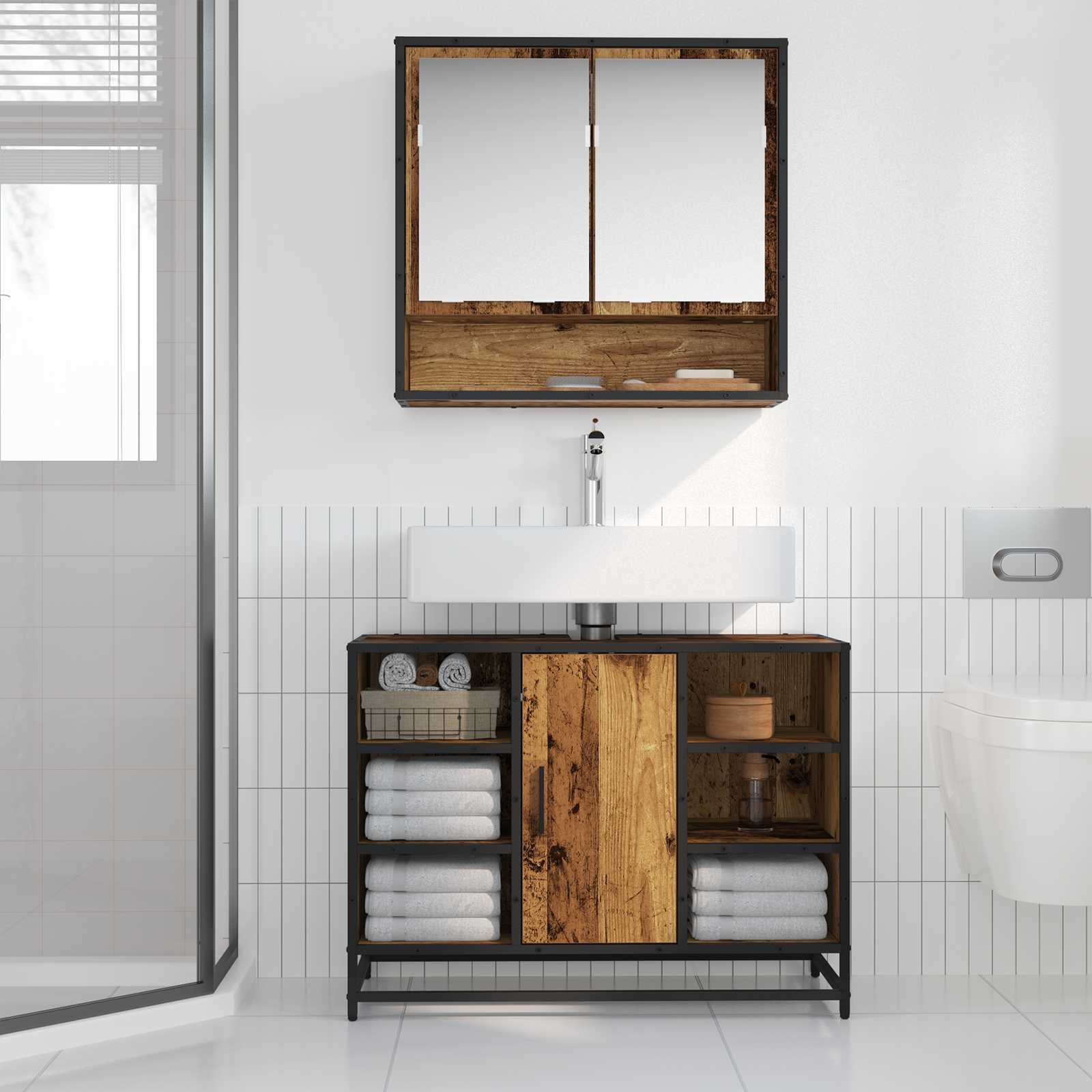 Kupaonski ormar Staro drvo 80 x 33 x 60 cm Konstruirano drvo