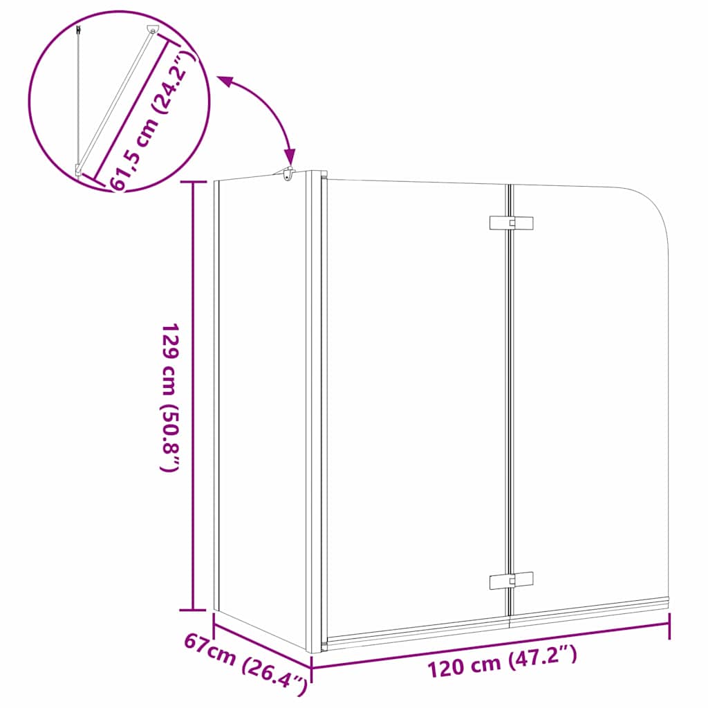 Ograda za tuš Crna 120 x 68 x 130 cm ESG staklo i aluminij