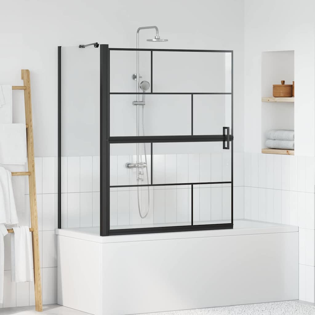 Ekran za kadu i tuš Crna i prozirna 100 x 68 x 128 cm