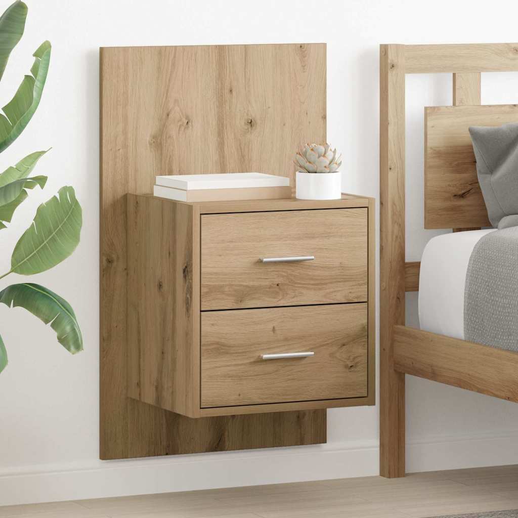 Wall-mounted noćni ormarić s ladicama 2 pcs Umjetnički hrast