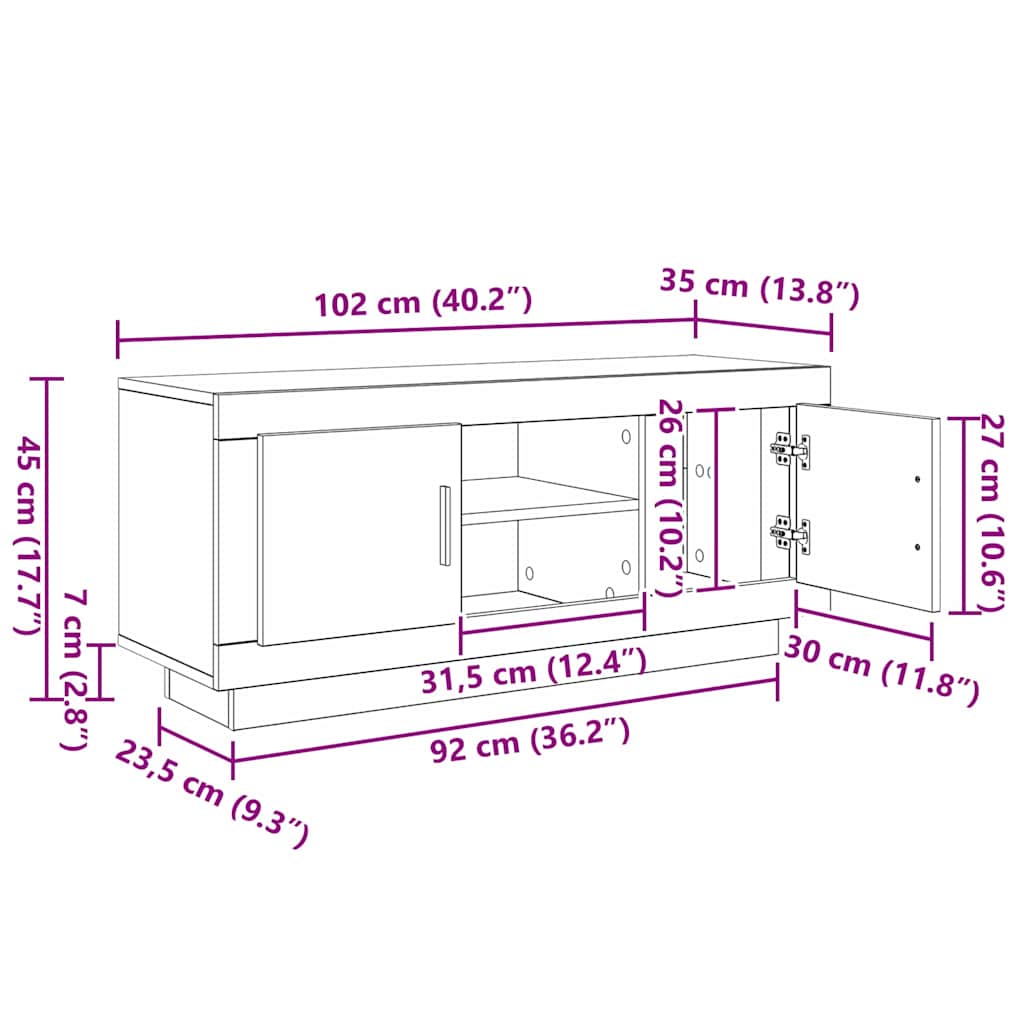 TV ormar Staro drvo 102 x 35 x 45 cm Konstruirano drvo