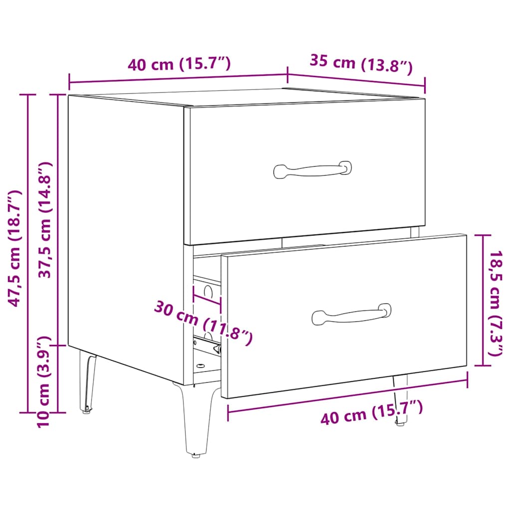 Ormarić za krevet s ladicama Staro drvo 40 x 35 x 47,5 cm