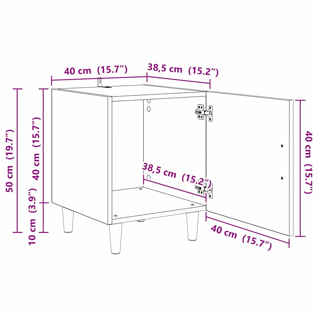 Noćni ormar 2 pcs Crni hrast 40 x 40 x 50 cm Konstruirano drvo
