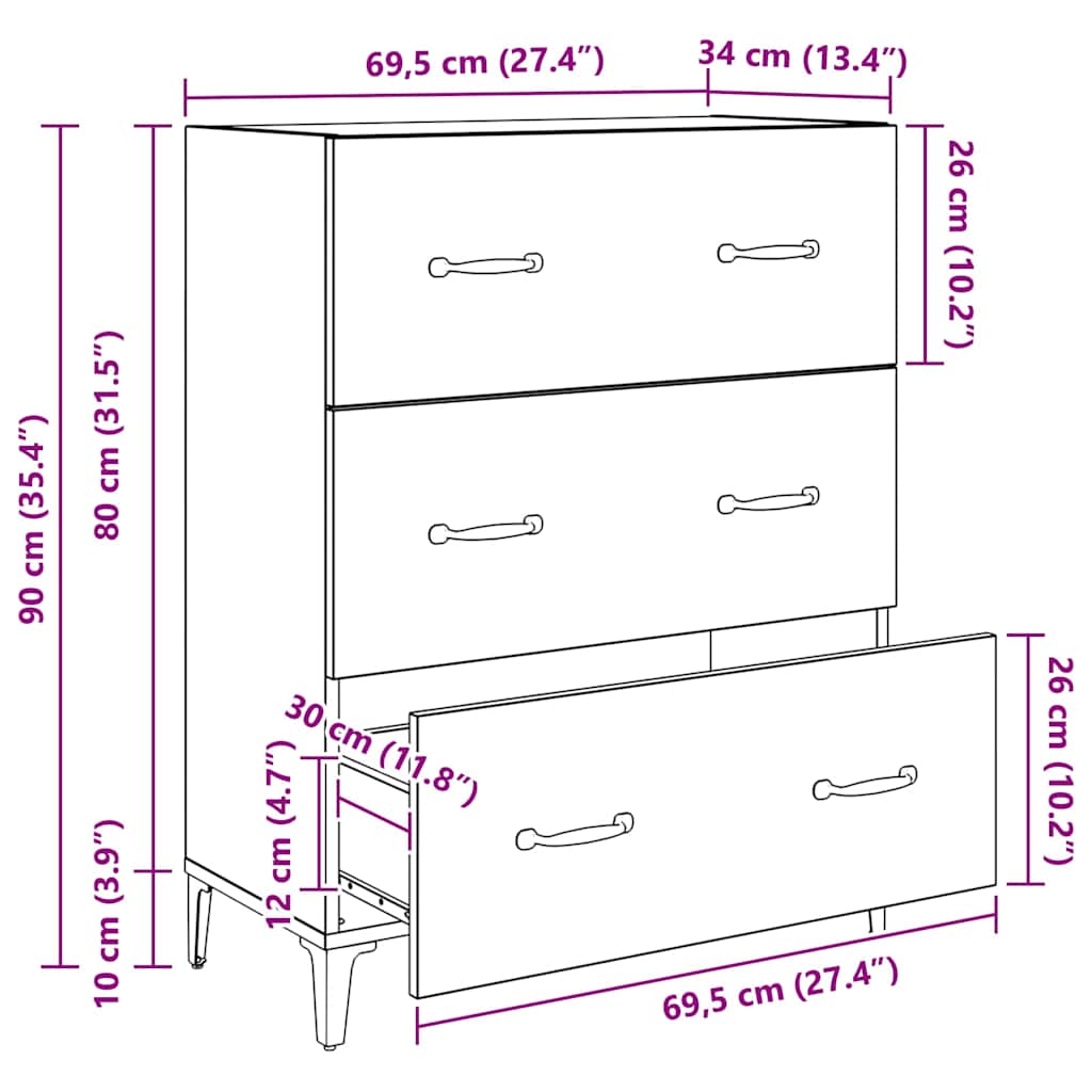 Kreveta Crni hrast 69,5 x 34 x 90 cm Obrađeno drvo i čelik