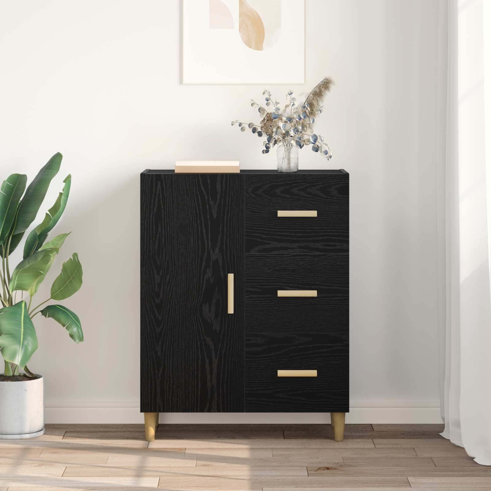 Kreveta Crni hrast 34 x 69.5 x 90 cm Konstruirano drvo