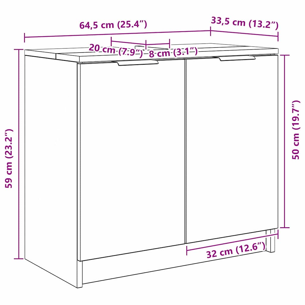 Kupaonski ormar s pohranom Betonski sivi 64,5 x 33,5 x 59 cm