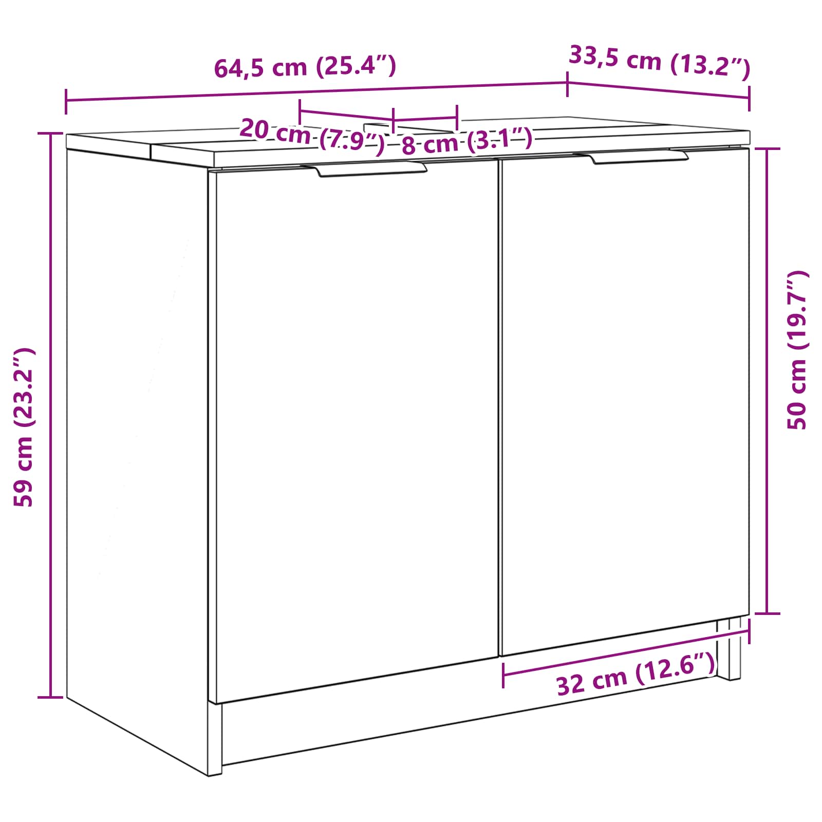 Kupaonski ormar s pohranom Betonski sivi 64,5 x 33,5 x 59 cm