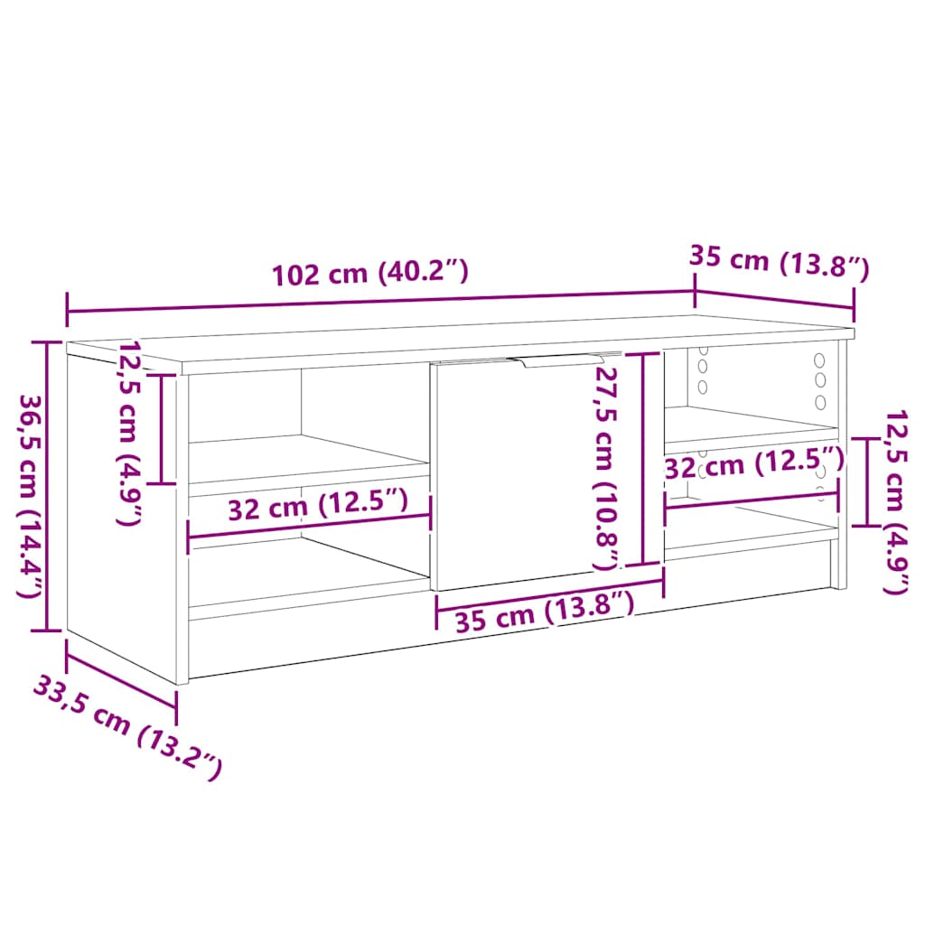TV ormar Staro drvo 102 x 35 x 36,5 cm Konstruirano drvo