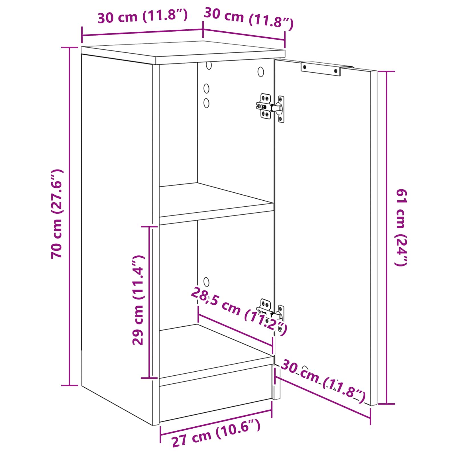 Kreveta Crni hrast 30 x 30 x 70 cm Konstruirano drvo